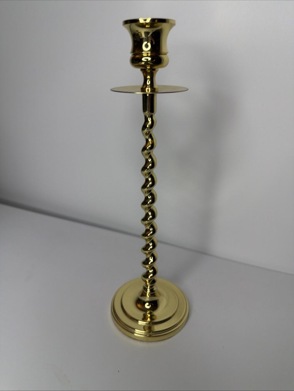 Vintage Baldwin Barley Twisted Brass 10.5" Tapered Candlestick Holder